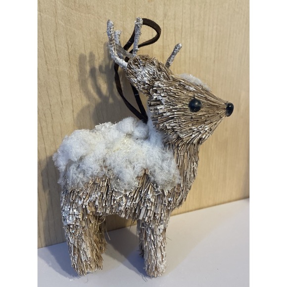The Unbranded Brand Other - Vintage Natural Brown Brush & White 6.5" Reindeer Deer Figurine Ornament
